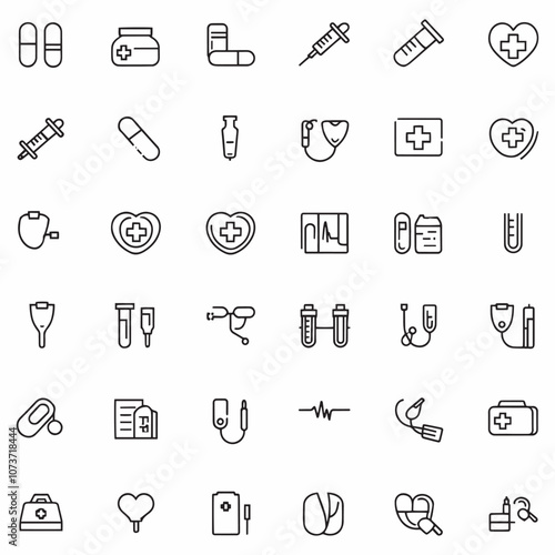 Medical line icon set vector art