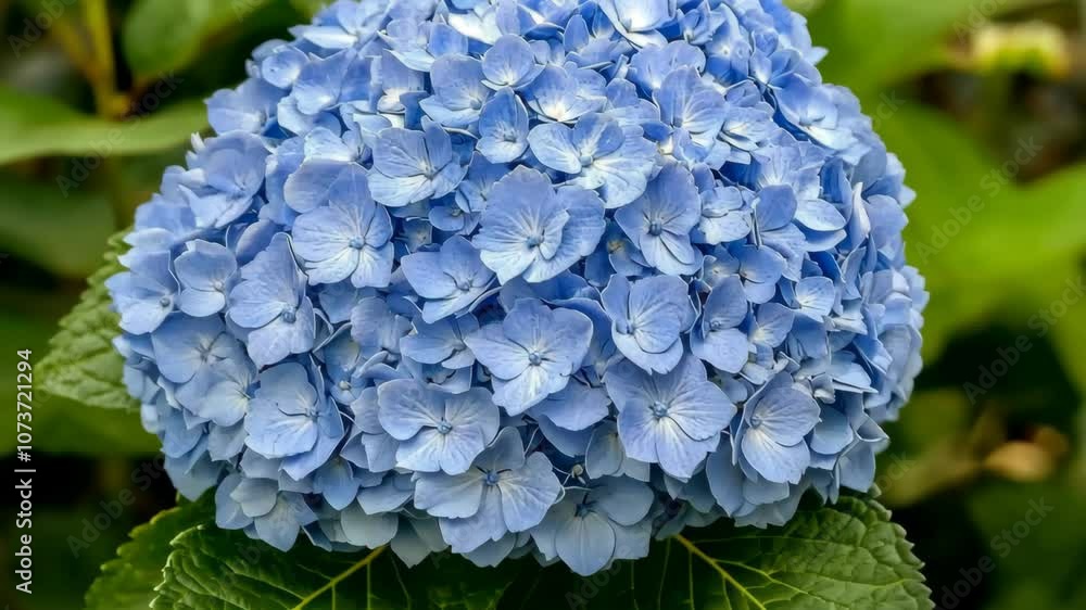A close-up of a vibrant blue hydrangea blossom A close-up of a vibrant blue hydrangea blossom