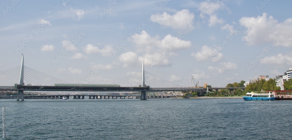 Golden Horn Metro Bridge across Golden Horn in Istanbul, Turkey