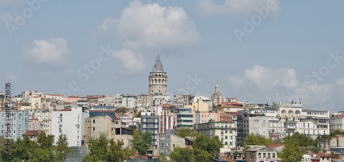Obraz na płótnie Panoramic view of buildings with Galata Tower in Istanbul, Turkey w salonie
