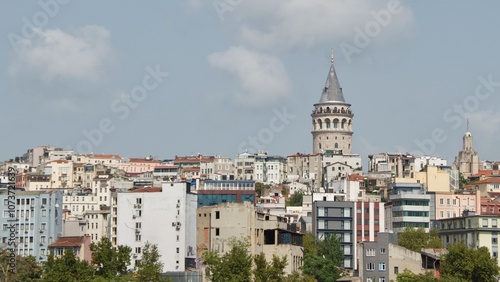 Obraz na płótnie Panoramic view of buildings with Galata Tower in Istanbul, Turkey w salonie