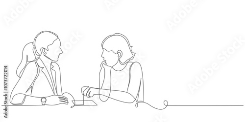 vector line art drawing of doctor consulting patient