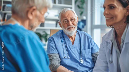 Elderly patient with healthcare team