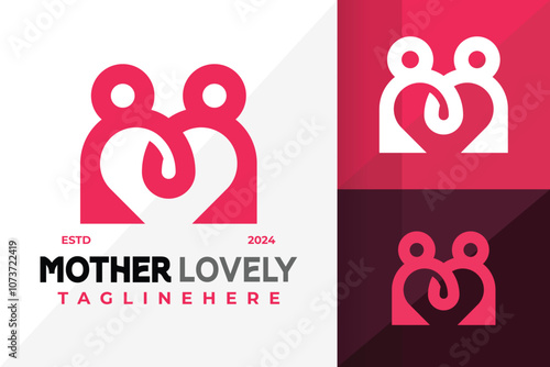 Letter M Mother Baby Logo Icon Vector Design