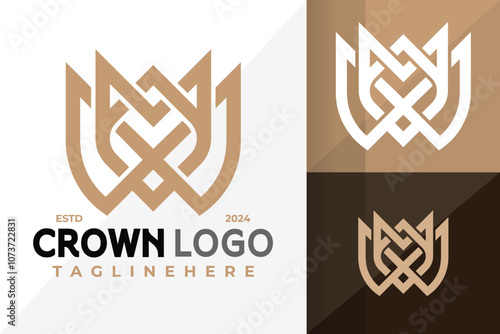 Letter M Crown Elegant Logo Icon Vector Design