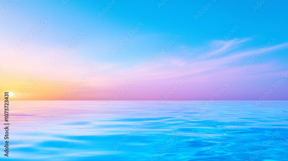 Serene ocean sunset with vibrant colors reflecting on calm water at dusk Serene ocean sunset with vibrant colors reflecting on calm water at dusk