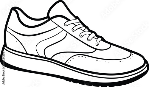 shoes iconline art sketch, sneakers icon, boots vector illustration photo