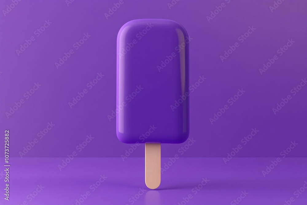 Purple Popsicle on Purple Background Summer Treat Frozen Dessert 3D Render Purple Popsicle on Purple Background Summer Treat Frozen Dessert 3D Render