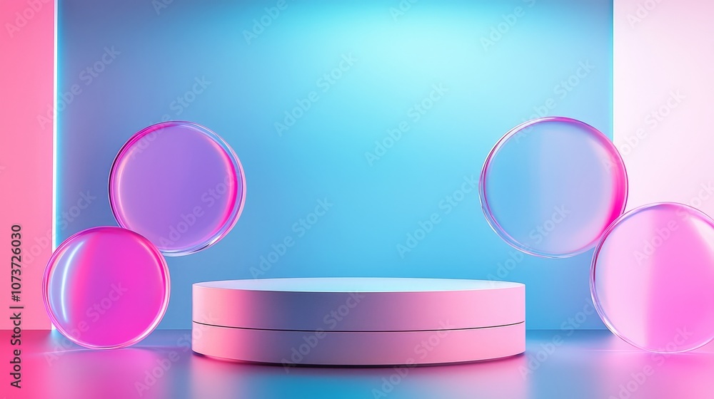 Futuristic 3D Rendered Podium Stand with Abstract Geometric Shapes Futuristic 3D Rendered Podium Stand with Abstract Geometric Shapes