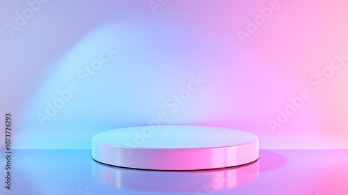 Glossy White Podium Standing in the Center Set Against a Gradient Background