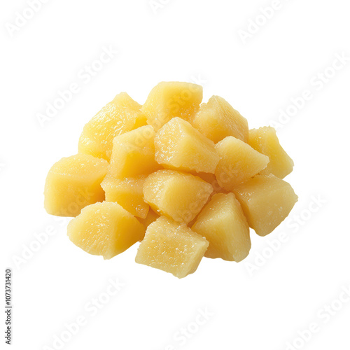 Fresh pineapple slices isolated on a white background. PNG transparent.