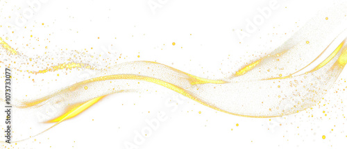Elegant golden wave with sparkling glitter elements isolate on transparent background, cutout, png