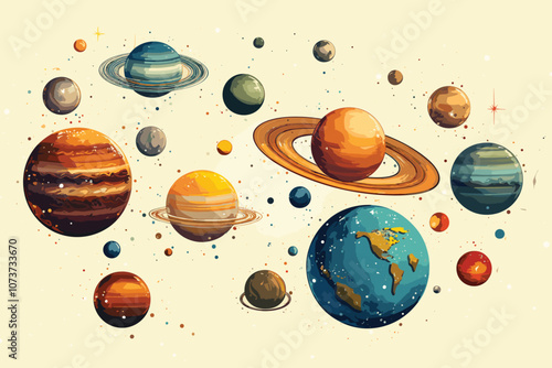 Space planet set collection vector