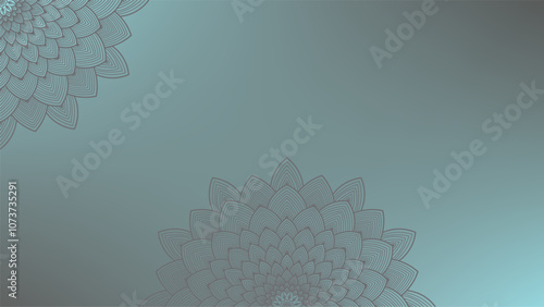 Round mandala on dreamy peach fuzz gradient background. Translucent mesh pattern in the form of a mandala. Mandala with floral patterns.Gradient background with round mandala.Vishal 