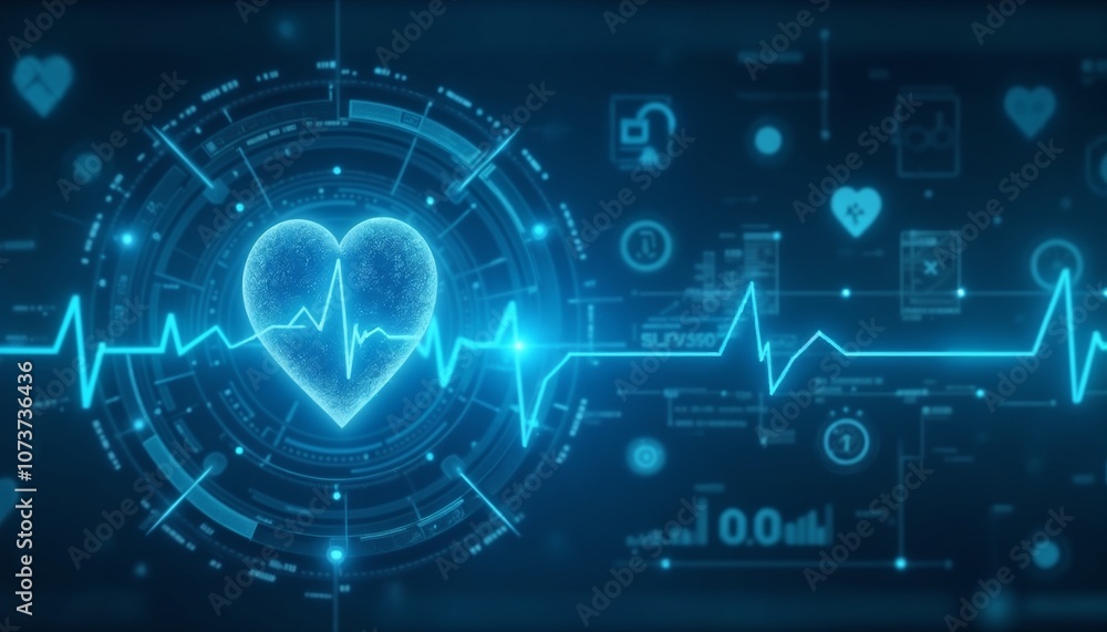 Cardiogram of heart with heart symbol, healthcare representation, medical monitoring Cardiogram of heart with heart symbol, healthcare representation, medical monitoring