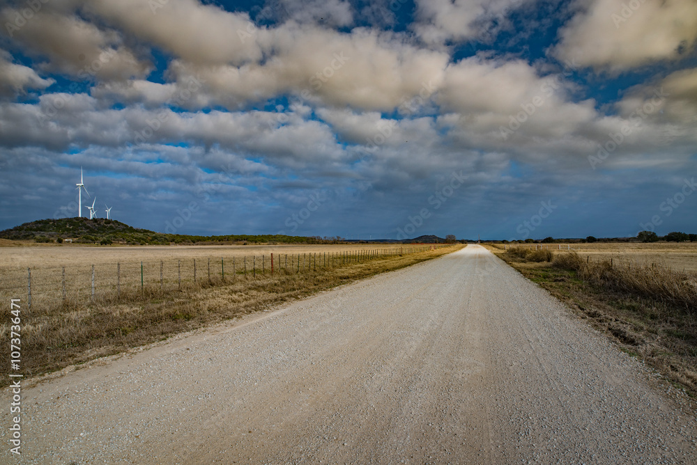 Naklejka premium Country Roads with Windmills