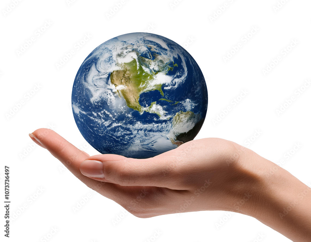 earth in hand isolated on white background, cut out earth in hand isolated on white background, cut out