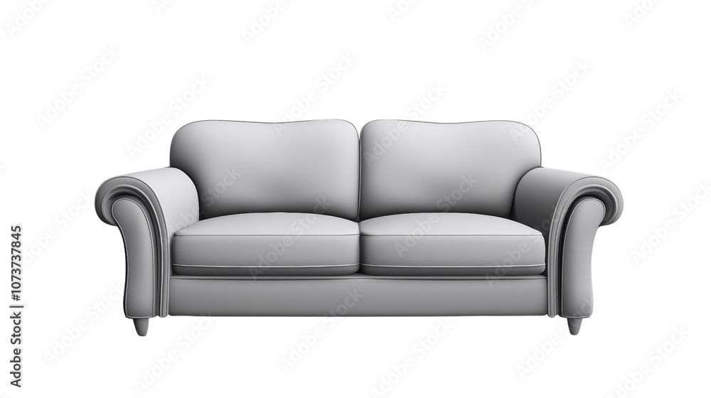 3D Realistic Gray Sofa, Isolated on White Background 3D Realistic Gray Sofa, Isolated on White Background