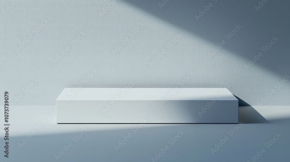 Side view 3D rendering of a blank flat box with shadow displayed against a gray background Side view 3D rendering of a blank flat box with shadow displayed against a gray background