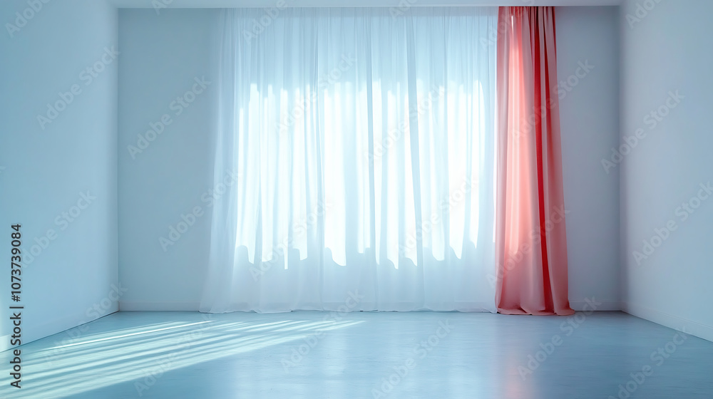 Minimalist Room With Soft Light Through Sheer Red Curtains
Minimalist Room With Soft Light Through Sheer Red Curtains
