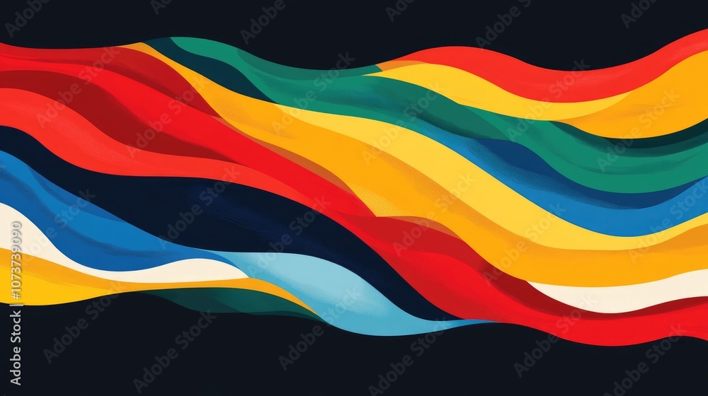 Flat and waving flag representing a unity of nations Raster illustration Flat and waving flag representing a unity of nations Raster illustration