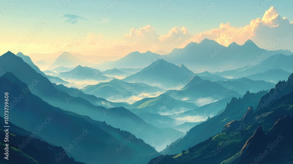 Animated background of mountains showcasing beautiful hills in both morning and evening settings Animated background of mountains showcasing beautiful hills in both morning and evening settings