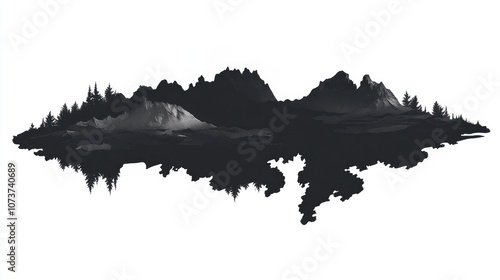 Lowland map silhouette illustration in grey tones