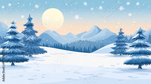 Flat winter landscape background