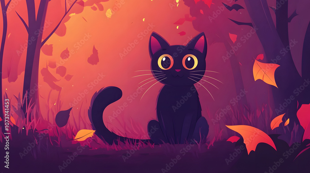 Black Cat Cartoon Halloween illustration vector Black Cat Cartoon Halloween illustration vector