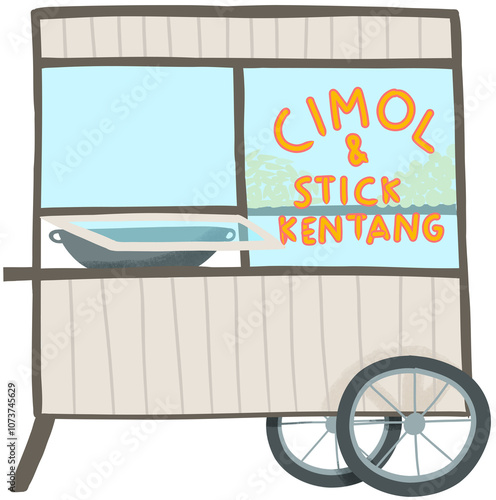 illustration of Cimol and Stick Kentang Street Food Cart photo