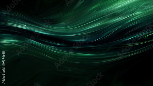 Abstract Dark Green Flowing Waves Background with Smooth, Curved Lines - Perfect Texture for Nature, Luxury
