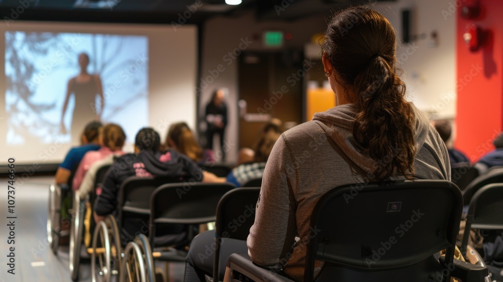 Inclusive seminar: diverse audience attending an engaging presentation Inclusive seminar: diverse audience attending an engaging presentation