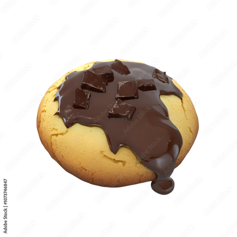 A delicious cookie topped with melted chocolate and chocolate chunks, inviting indulgence. A delicious cookie topped with melted chocolate and chocolate chunks, inviting indulgence.