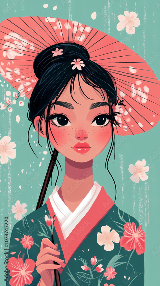 Beautiful Anime Manga Woman in a Traditional Kimono Beautiful Anime Manga Woman in a Traditional Kimono