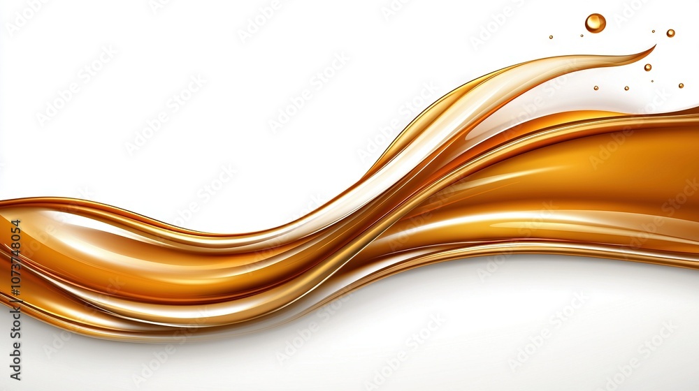A brown wave on a white backdrop with a droplet emerging from its peak A brown wave on a white backdrop with a droplet emerging from its peak