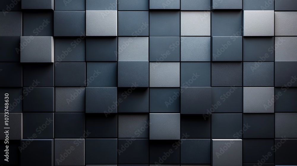A black and gray wall made of square blocks A black and gray wall made of square blocks