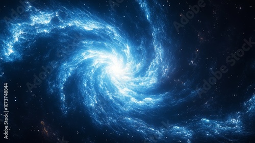 A spiral galaxy with a bright blue center