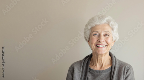 senior adult woman smiling isolated on background