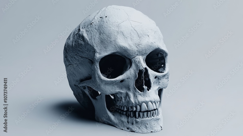 A skull is shown in a white background A skull is shown in a white background