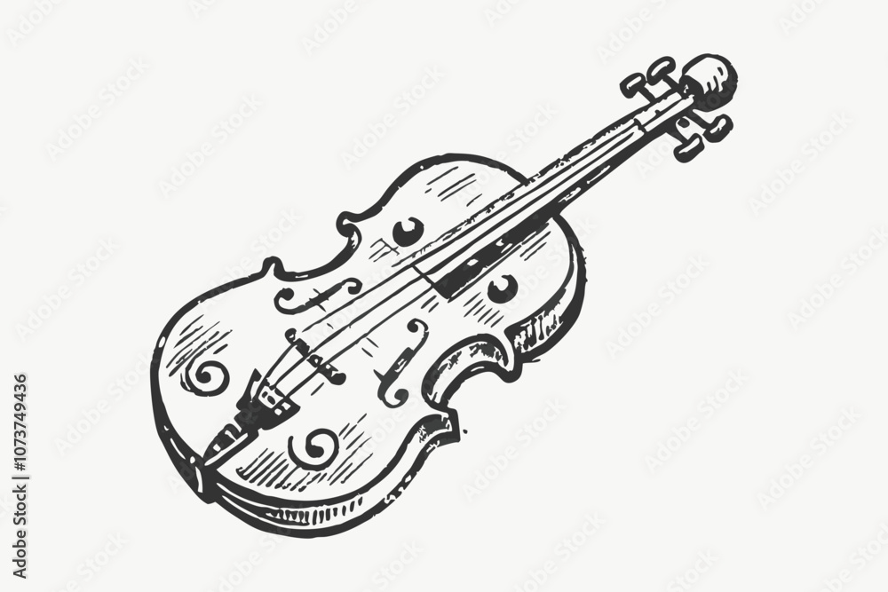 Obraz premium Musical instruments. Funny cello in cartoon style. Isolated musical concert instrument in flat style for icon or logo.