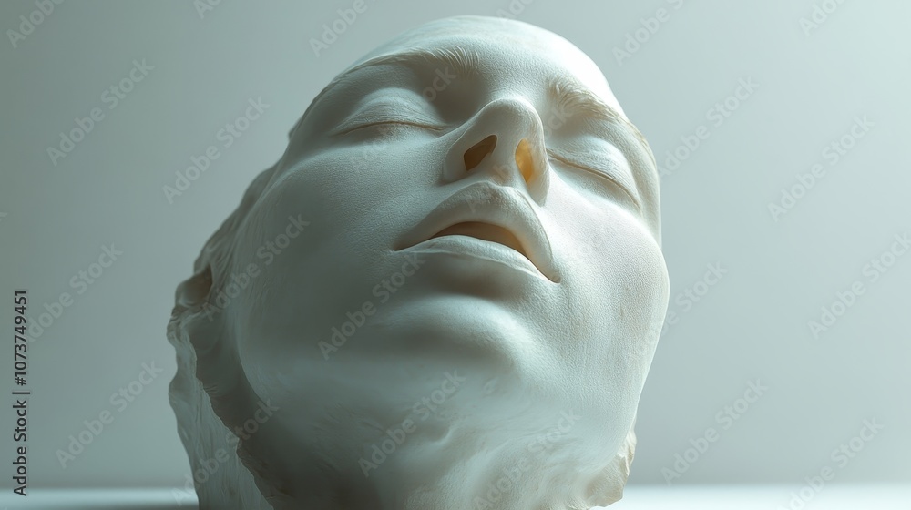 A white head with a mouth open and a nose A white head with a mouth open and a nose