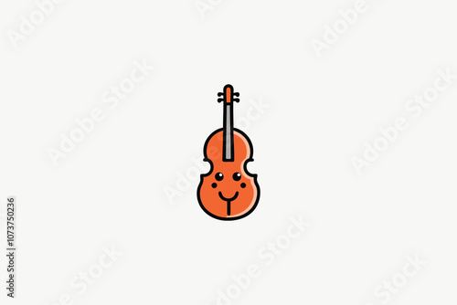 Meeting of cute violin and cello. In cartoon style. Isolated on white background. Vector illustration.