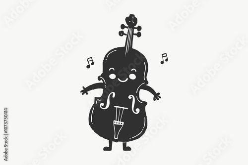 Meeting of cute violin and cello. In cartoon style. Isolated on white background. Vector illustration.