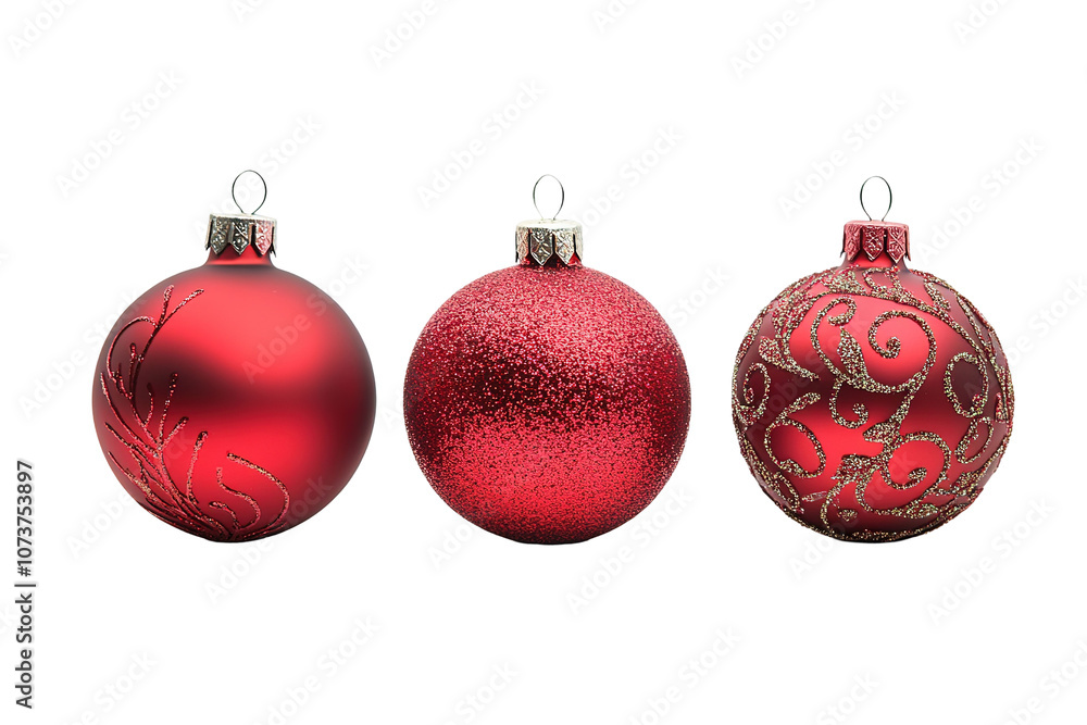 A collection of red glass ornaments. on transparent background. A collection of red glass ornaments. on transparent background.