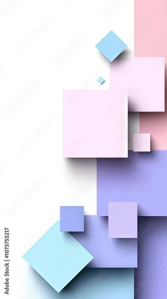 A pastel-colored canvas with geometric shapes, surrounded by white space and a central blue rectangle A pastel-colored canvas with geometric shapes, surrounded by white space and a central blue rectangle