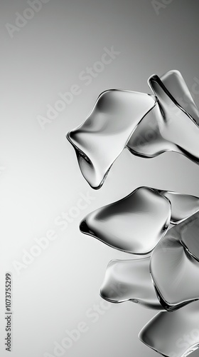   A set of silvery items resting atop a white countertop in the center of a gray-colored space photo