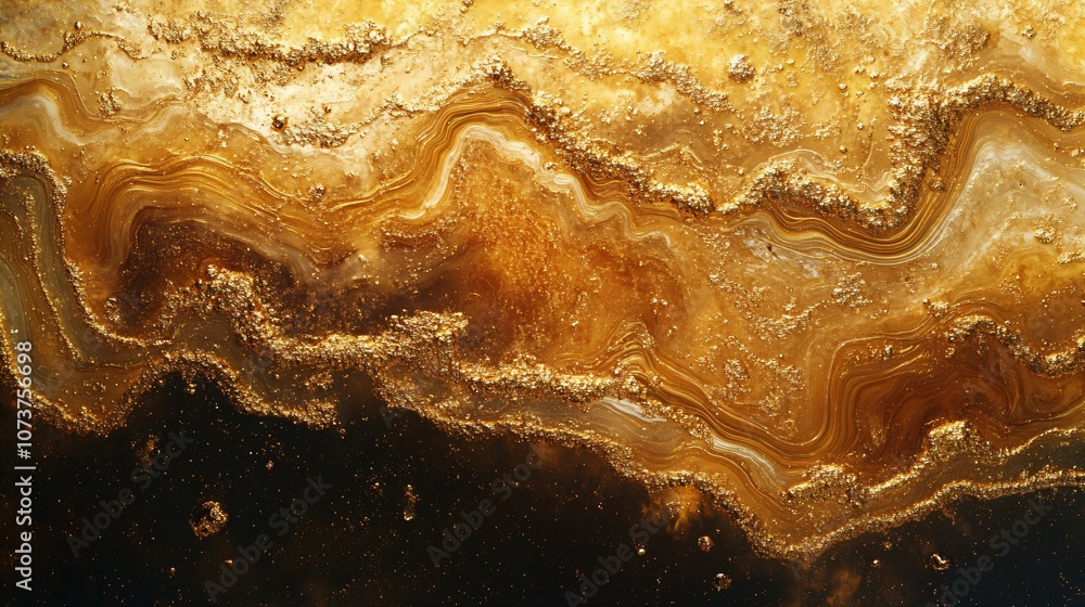 Abstract image of gold texture with fluid, wavy patterns representing luxury and opulence. Abstract image of gold texture with fluid, wavy patterns representing luxury and opulence.
