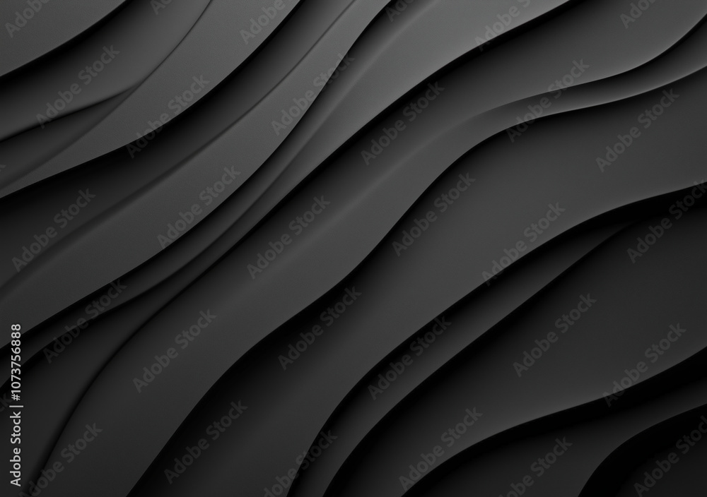Abstract black background with smooth, flowing, layered waves, creating a sense of depth and texture. Abstract black background with smooth, flowing, layered waves, creating a sense of depth and texture.