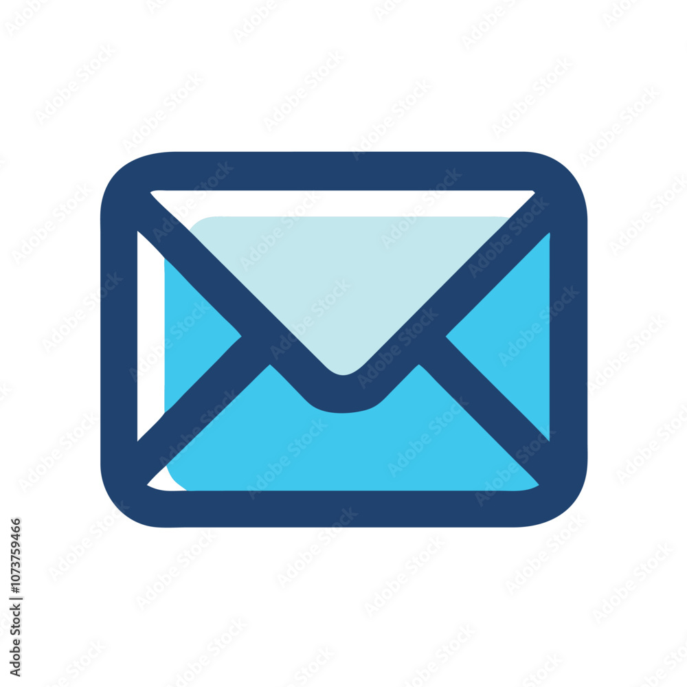 Simple email icon with blue envelope, Vector illustration of a simple email icon featuring a blue envelope with a modern, rounded outline. Perfect for messaging apps, email services, and digital commu Simple email icon with blue envelope, Vector illustration of a simple email icon featuring a blue envelope with a modern, rounded outline. Perfect for messaging apps, email services, and digital commu