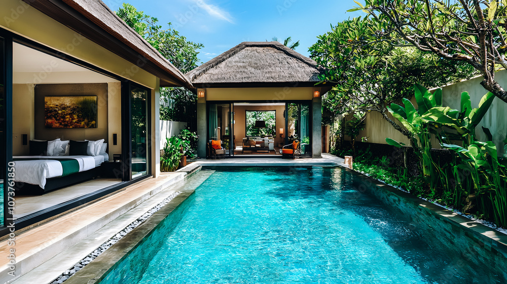 custom made wallpaper toronto digitalMagnifique maison tropicale, avec chambre donnant sur la piscin